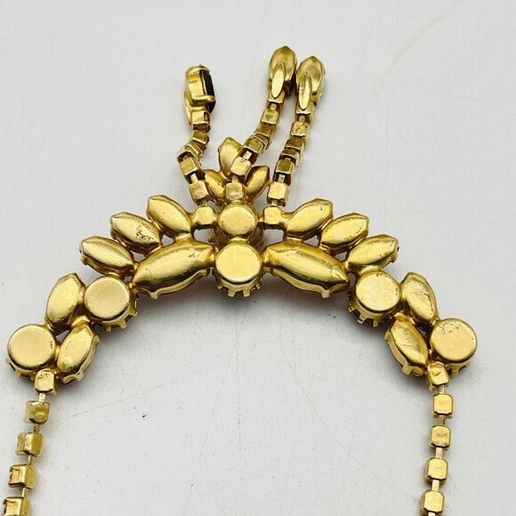 Pink Purple Rhinestone Choker Necklace Gold Tone Glam Bling Sparkle Holiday Gift - Picture 8 of 8